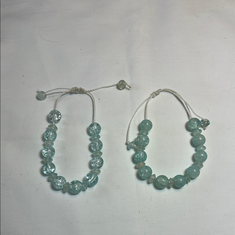 Aqua Beaded Bracelets Set